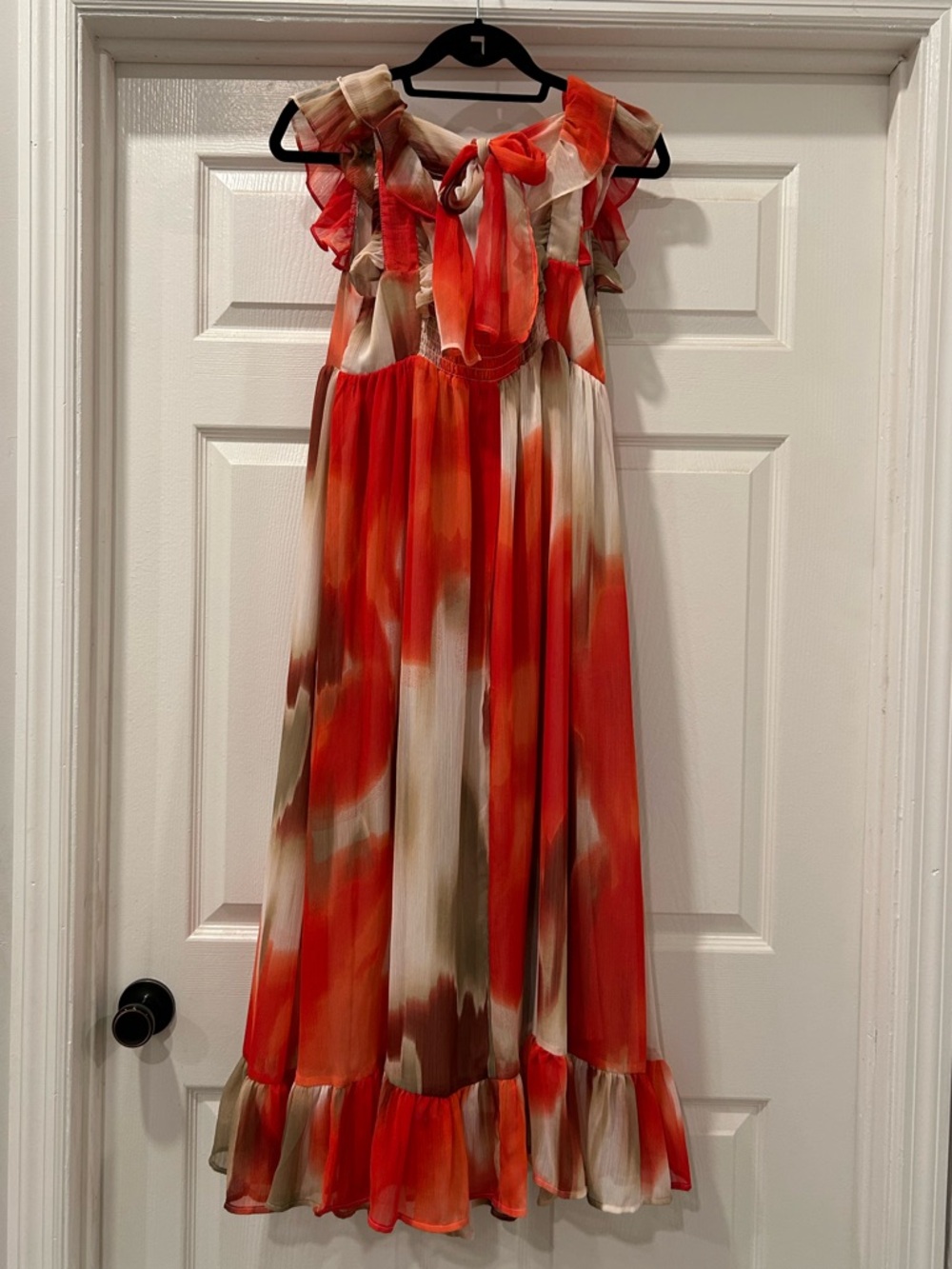 Banana Republic Chiffon Watercolor Ruffle Dress With Tie Back Size Small - Picture 3 of 8